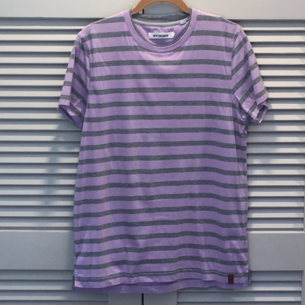 Ben Sherman Lavender/Gray Striped Crew Neck Tee